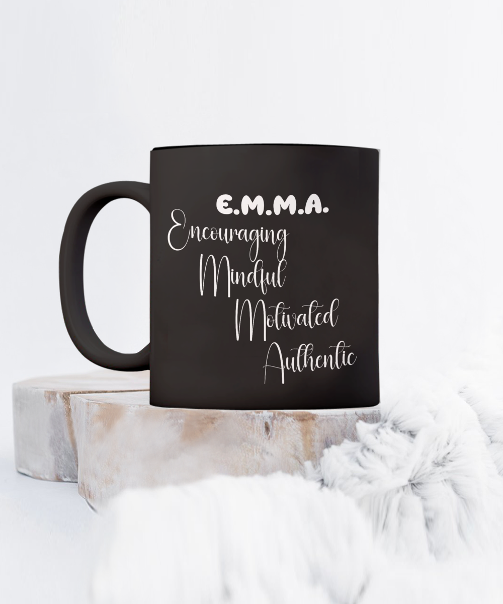 EMMA personalized name definition ceramic mug Gift ideas for friends gift for her gift for mom black mugs