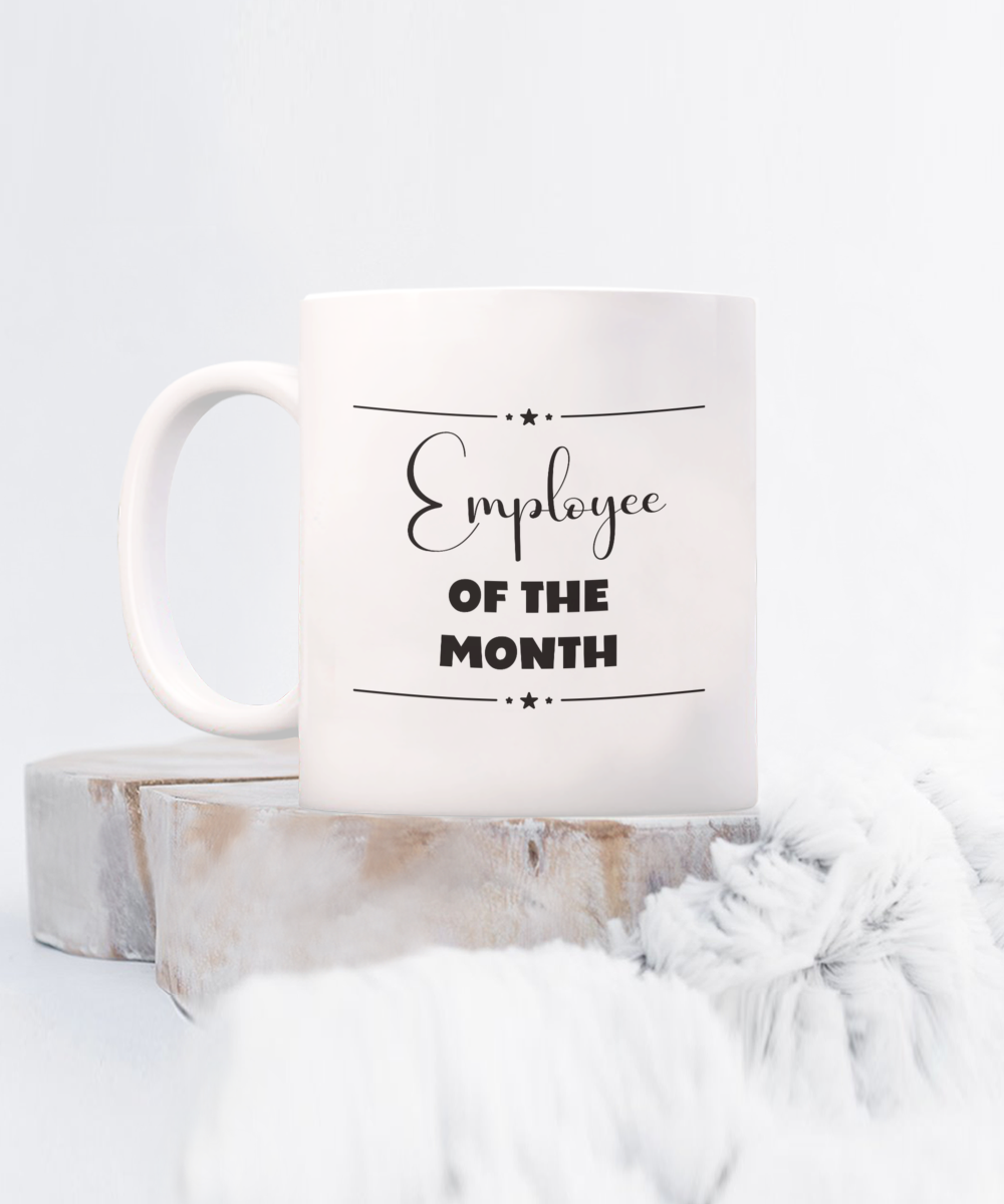 Employee of the month ceramic coffee mug, team member gift, employee recognition, employee reward, work recognition of employee, professional mug, custom office mug, coworker gift