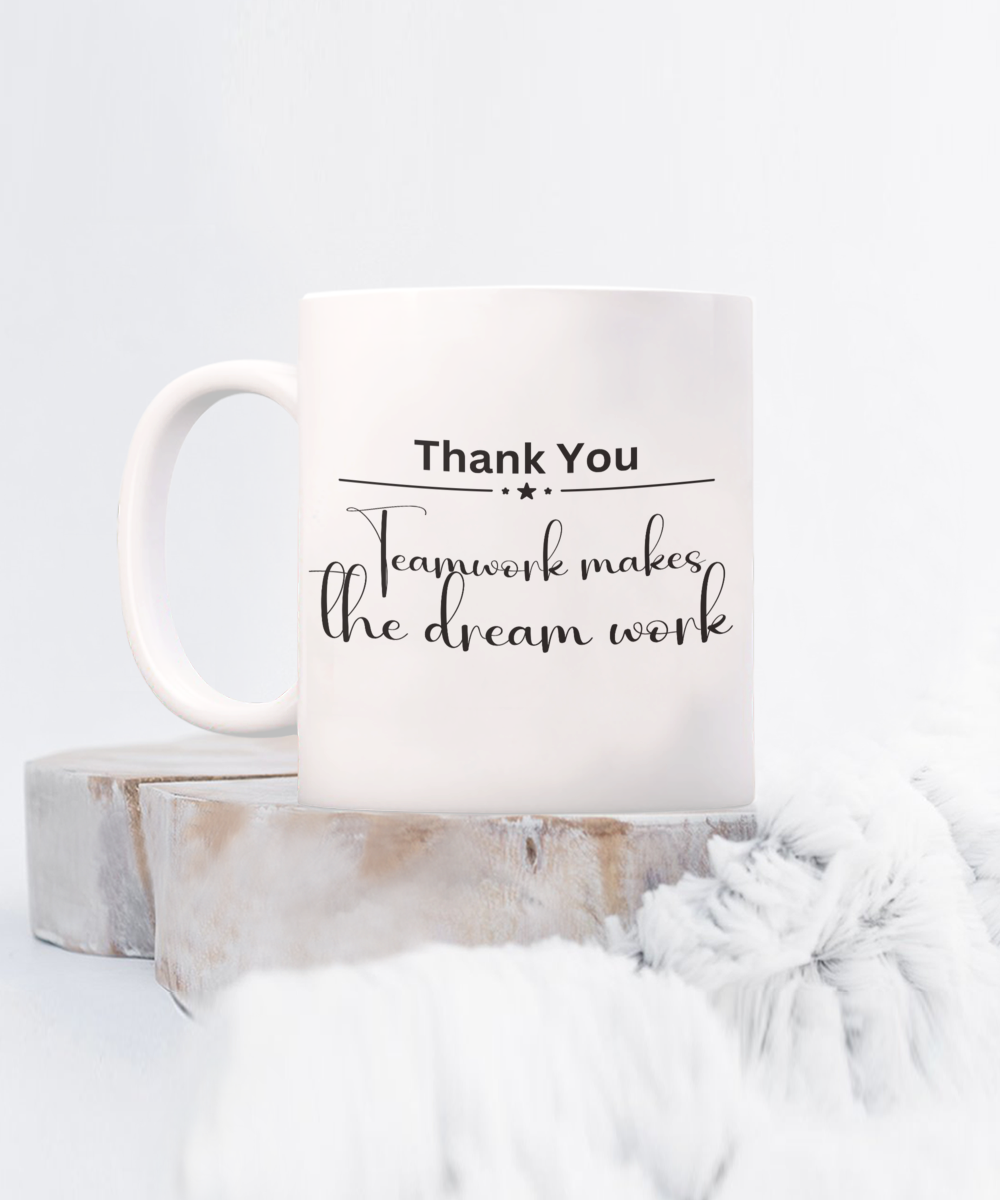 Thank you - Teamwork white ceramic coffee/tea mug, office gift, corporate gifts, employee gifts, employee appreciation, staff recognition, workplace gifts, thank you mug