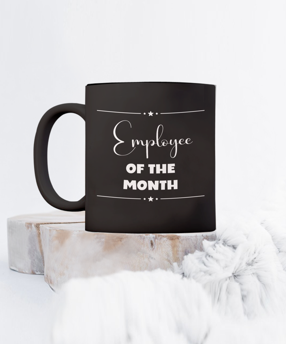 Employee of the month ceramic coffee mug, black mug, team member gift, employee recognition, employee reward, work recognition of employee, professional mug, custom office mug, coworker gift