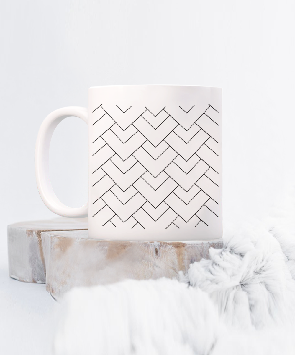 Unique Abstract Design Ceramic Coffee mug| Modern art mug| Gift idea for artist| Gift for any occasion| Geometric art design mug| Just because mug| Trendy mug| All directions mug