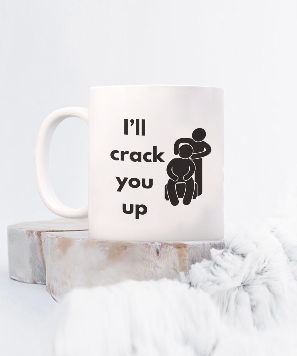 Funny ceramic mugs, chiropractor tools, gag gift, gag gifts for men, novelty mugs, crack me up, funny gifts, gifts for men, crack you up