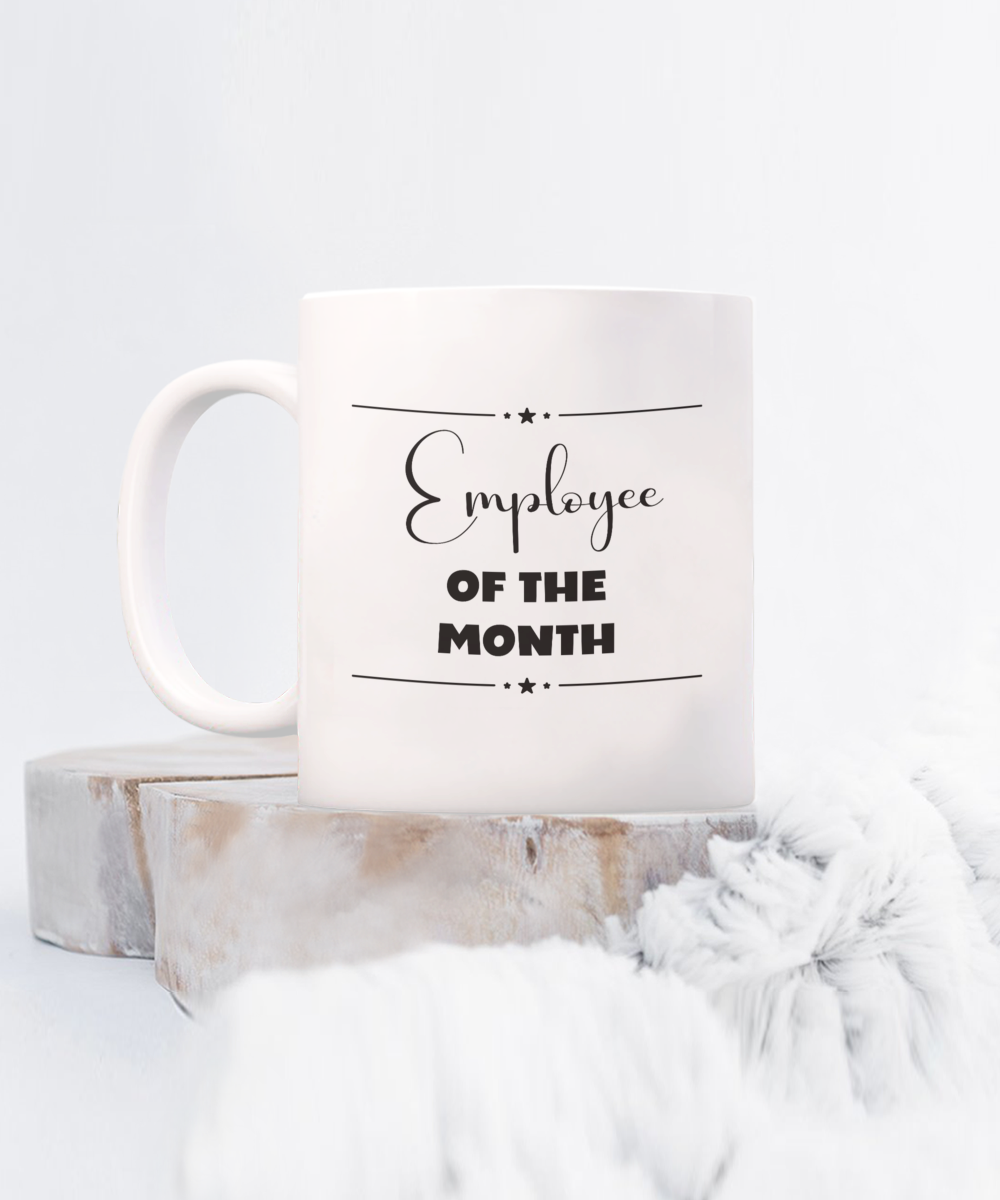 Employee of the month ceramic coffee mug, team member gift, employee recognition, employee reward, work recognition of employee, professional mug, custom office mug, coworker gift