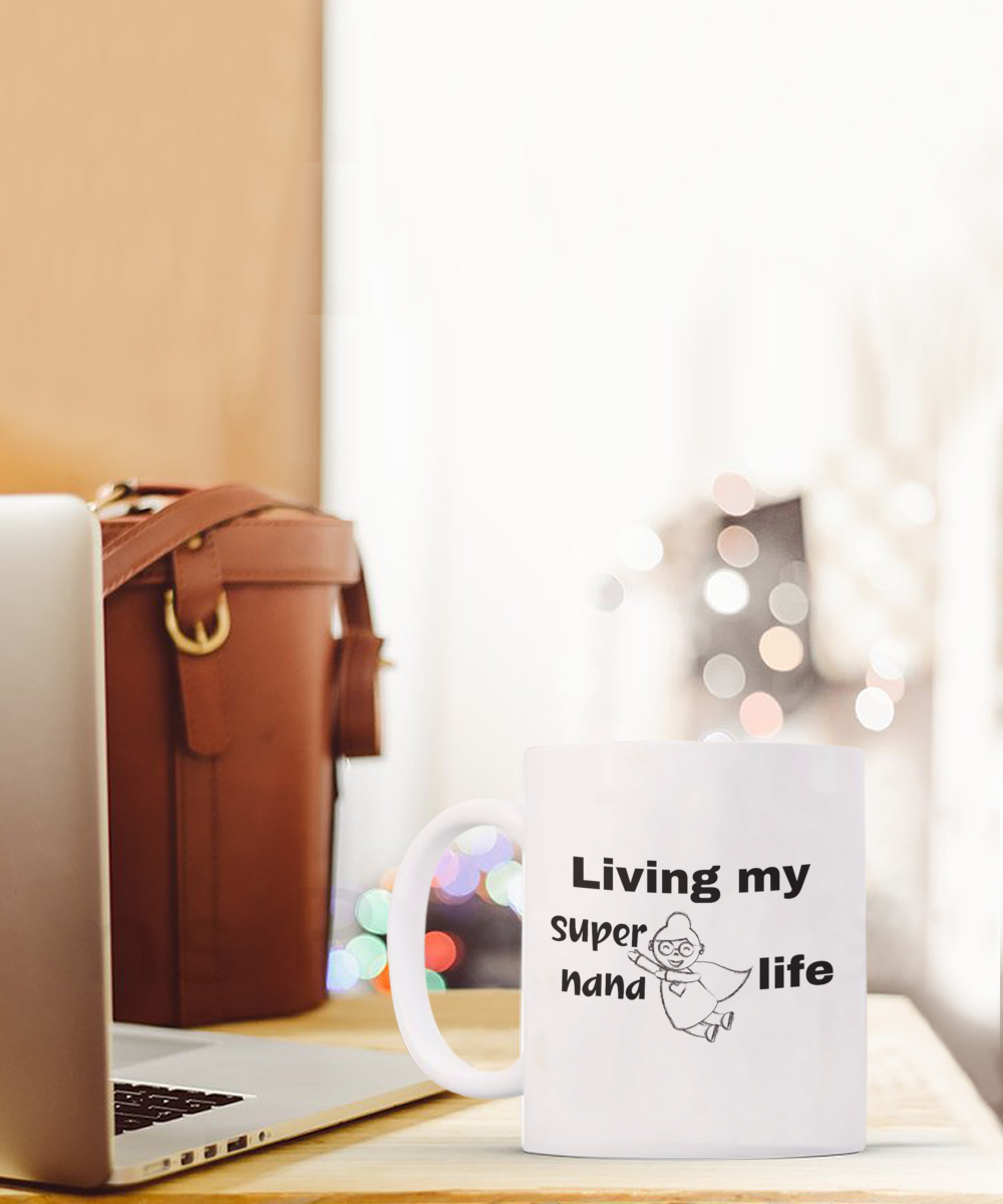 Fun and Adventurous Grandma ceramic coffee / tea mug| Living my supernana life| Gift for nana| Grandmother gift| Gift for grandmom with superhero grandkids| Proud grandmom mug