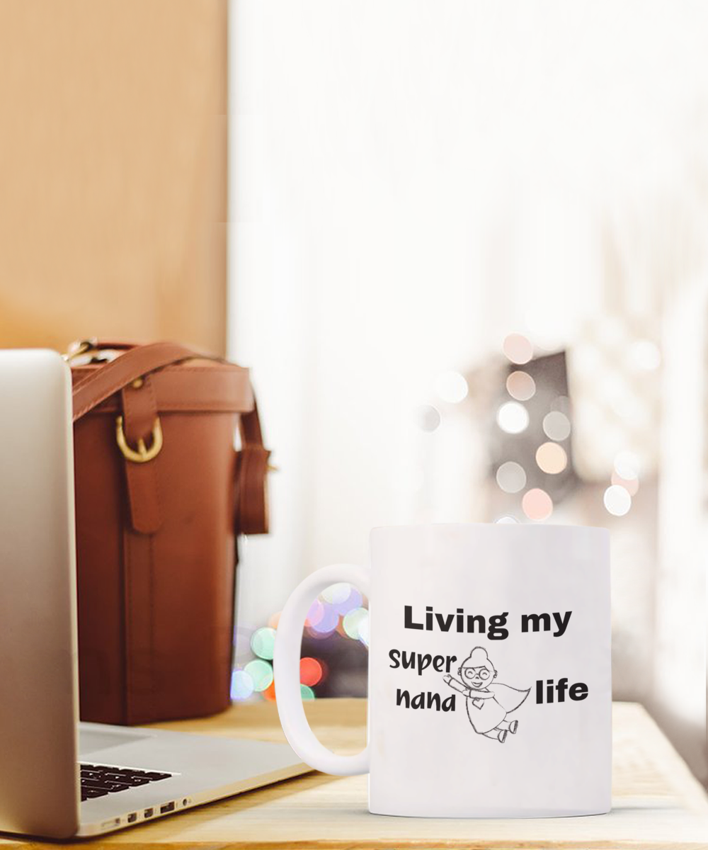 Fun and Adventurous Grandma ceramic coffee / tea mug| Living my supernana life| Gift for nana| Grandmother gift| Gift for grandmom with superhero grandkids| Proud grandmom mug