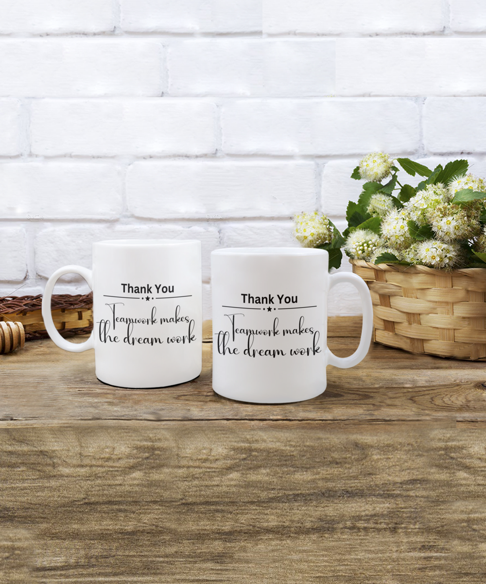 Thank you - Teamwork white ceramic coffee/tea mug, office gift, corporate gifts, employee gifts, employee appreciation, staff recognition, workplace gifts, thank you mug