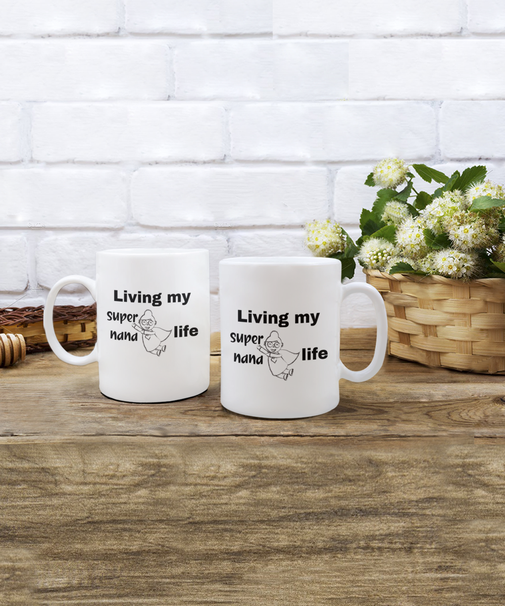 Fun and Adventurous Grandma ceramic coffee / tea mug| Living my supernana life| Gift for nana| Grandmother gift| Gift for grandmom with superhero grandkids| Proud grandmom mug