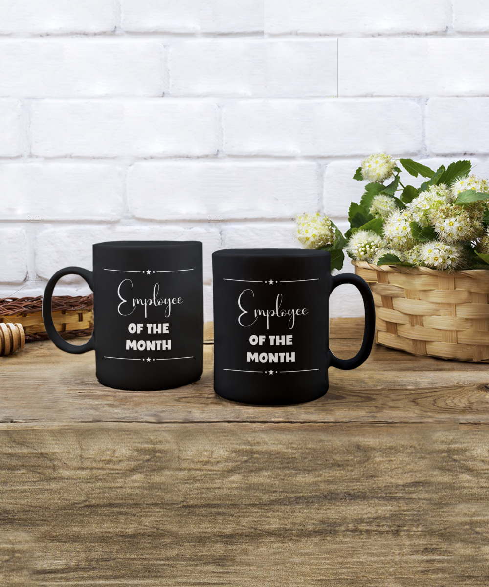 Employee of the month ceramic coffee mug, black mug, team member gift, employee recognition, employee reward, work recognition of employee, professional mug, custom office mug, coworker gift