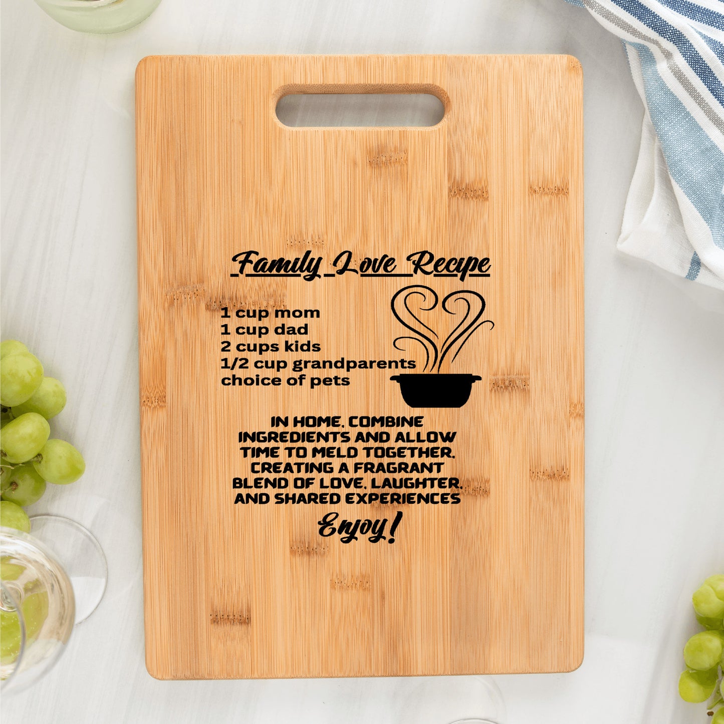 Unique Custom Bamboo Cutting Board| Family Love Recipe| - free shipping to USA