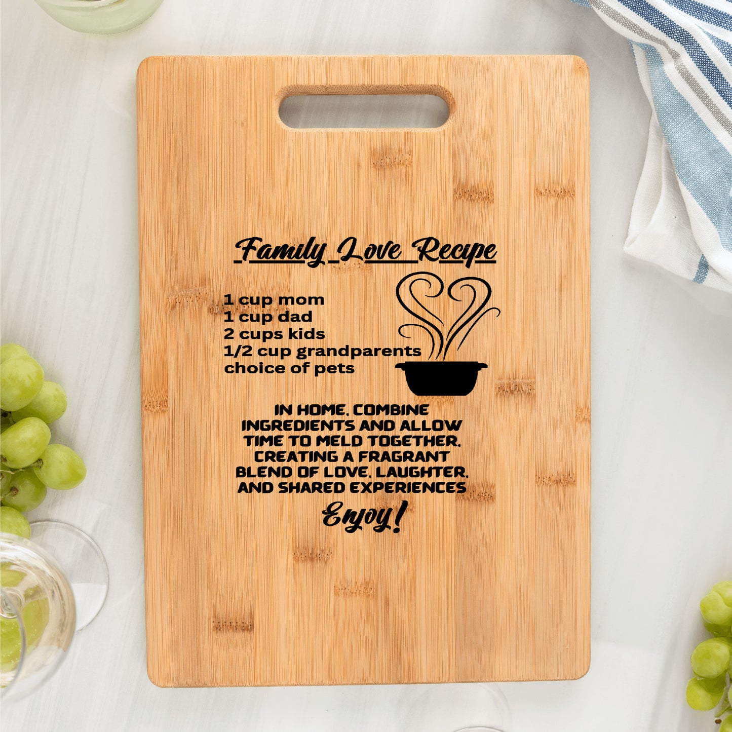 Unique Custom Bamboo Cutting Board| Family Love Recipe| - free shipping to USA