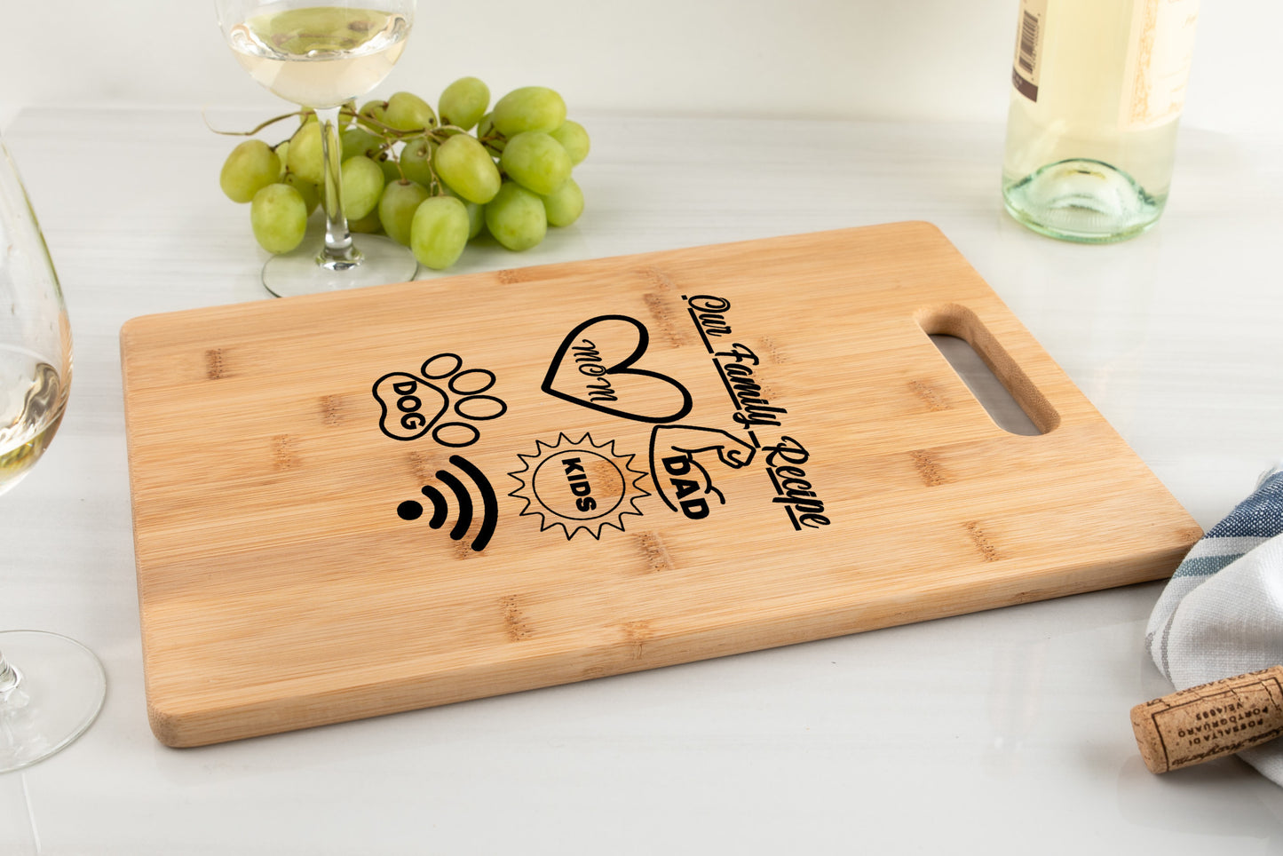 Unique Custom Bamboo Cutting Board "Our Family Recipe" (free shipping)