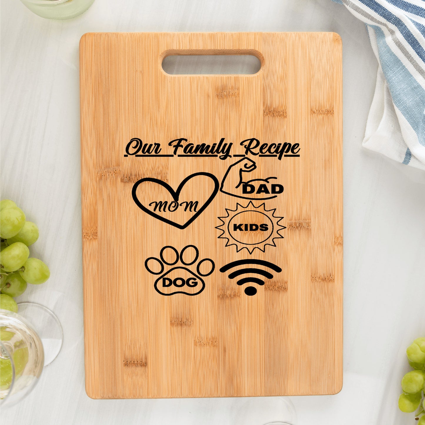 Unique Custom Bamboo Cutting Board "Our Family Recipe" (free shipping)