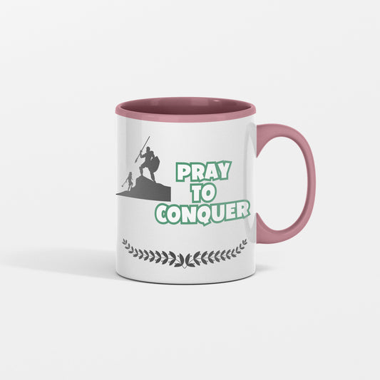 Conquer your Goliath with every sip.  Prayer coffee mug. Great gift idea