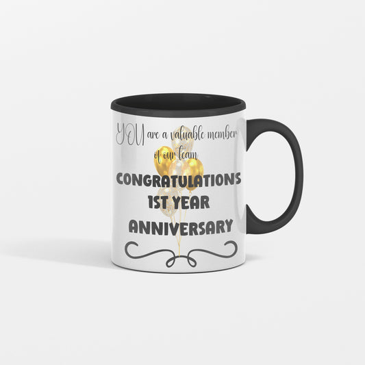 1st year anniversary employee recognition mug gift - shipping included