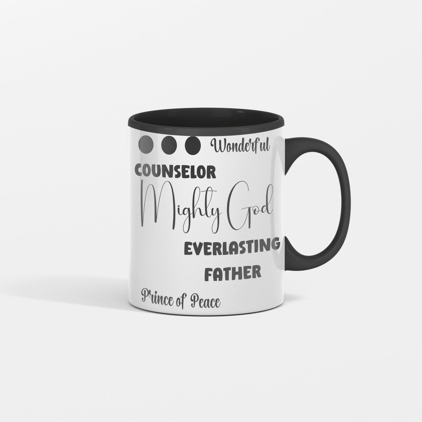 Names of God, Isaiah 9:6-7, Christian ceramic coffee mug - shipping included