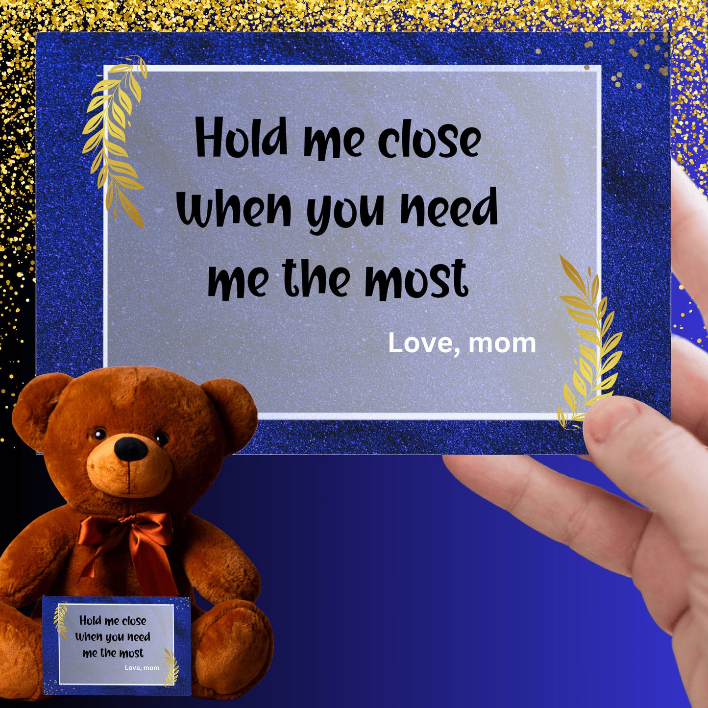 Hold Me Close Premium Plush Teddy Bear; a heartwarming gift from mom to her kids - shipping included