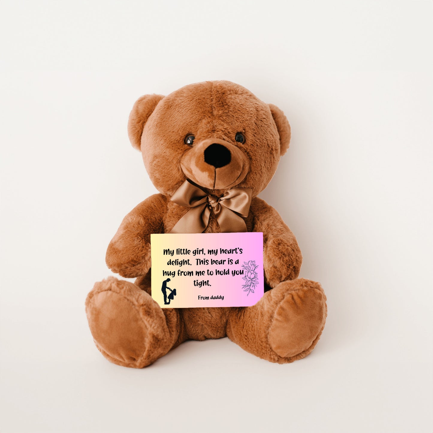 My little girl, my heart's delight.  Premium Plush teddy bear from daddy to daughter, with canvas message card - Free shipping to USA