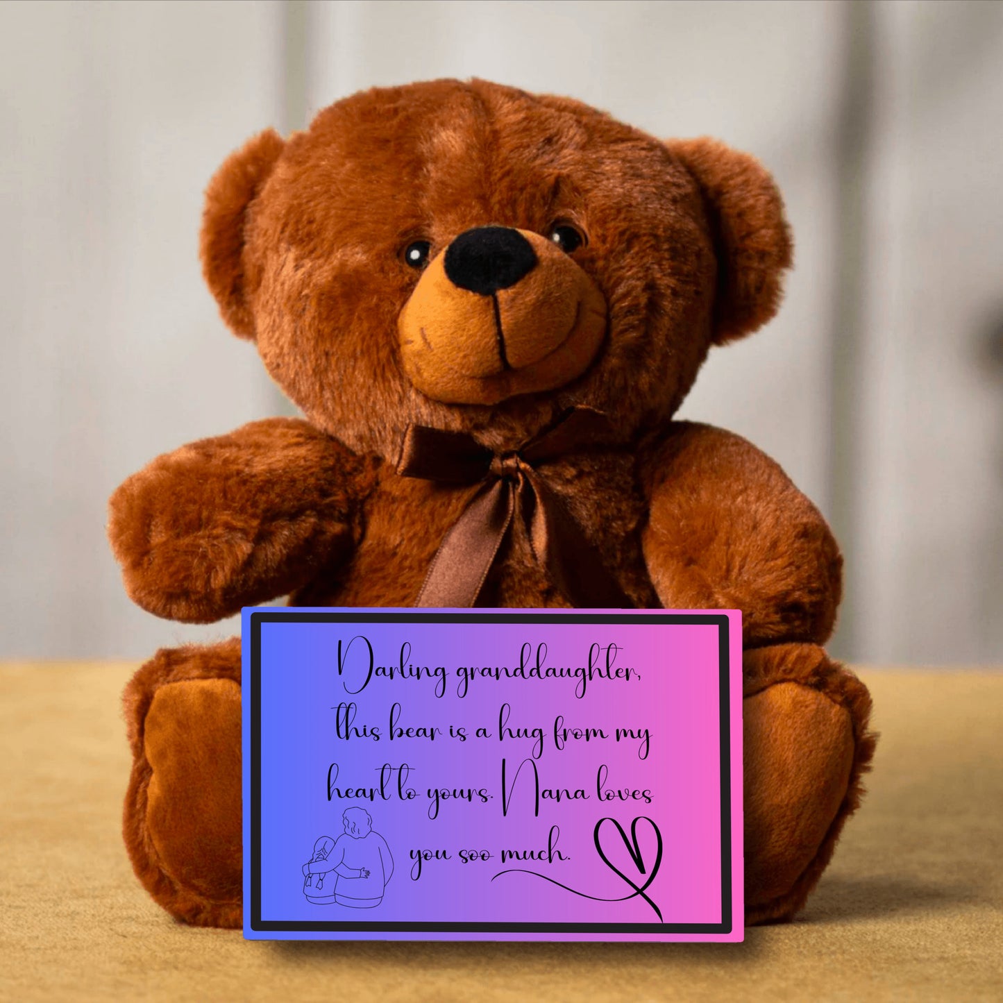 Darling granddaughter, a hug from my heart to yours. Premium Plush Bear from nana to her granddaughter - shipping included