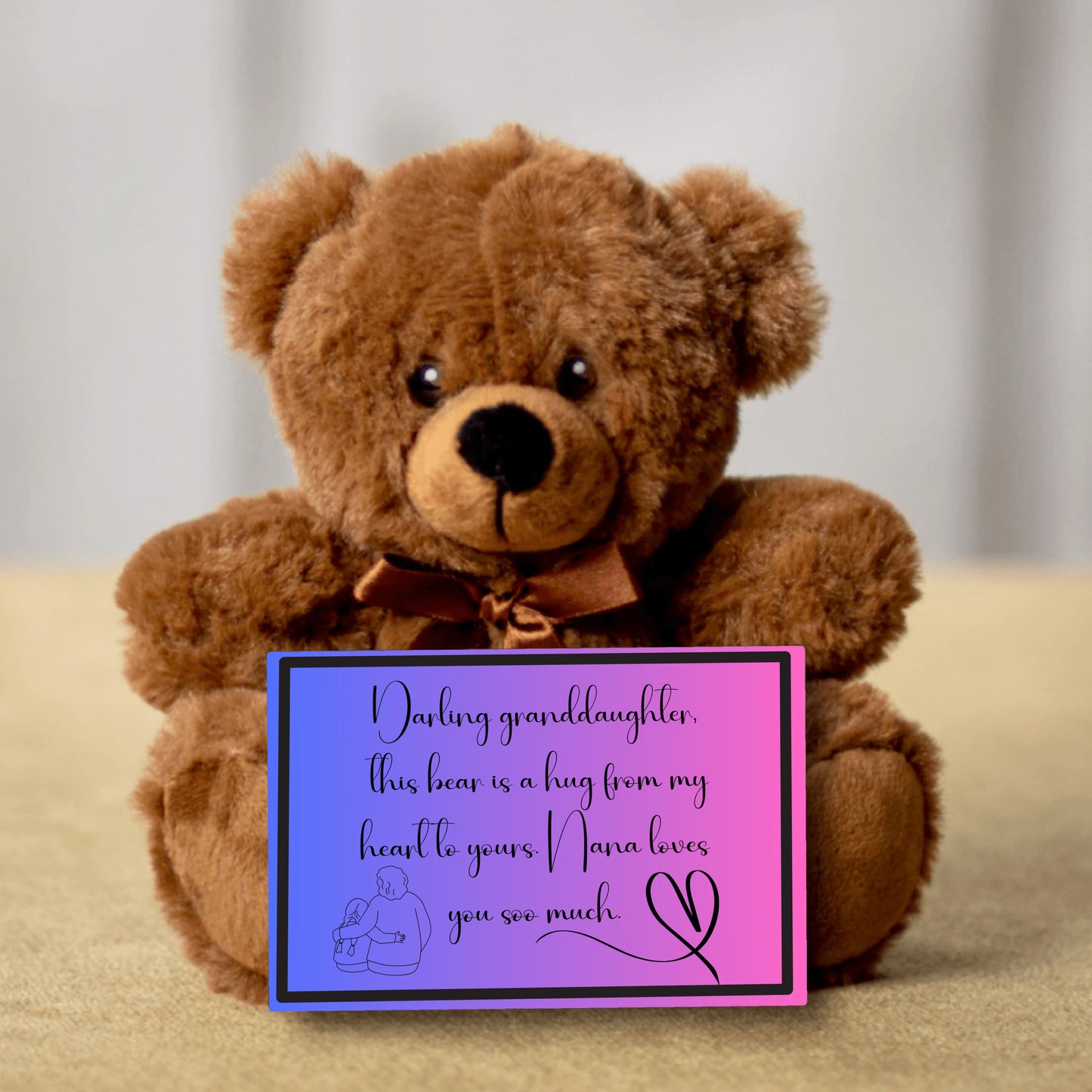 Darling granddaughter, a hug from my heart to yours. Premium Plush Bear from nana to her granddaughter - shipping included