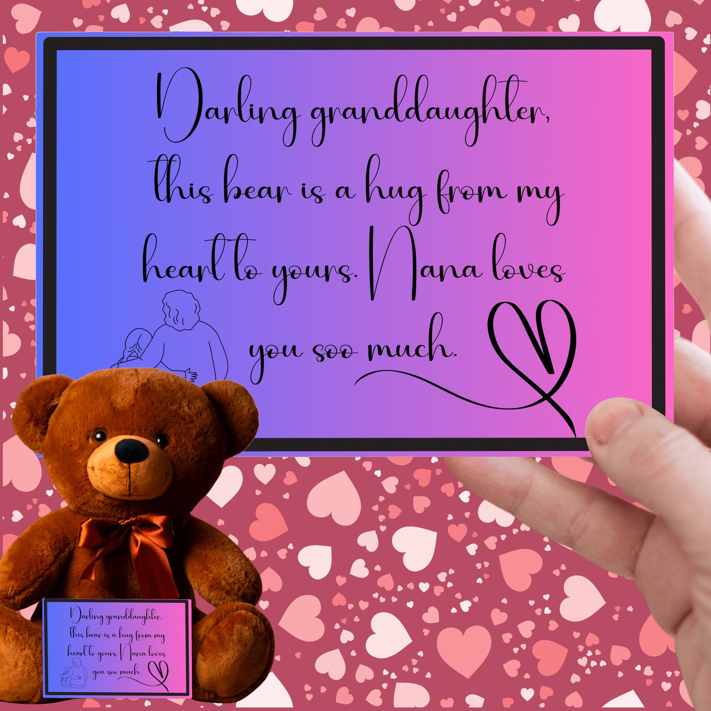 Darling granddaughter, a hug from my heart to yours. Premium Plush Bear from nana to her granddaughter - shipping included