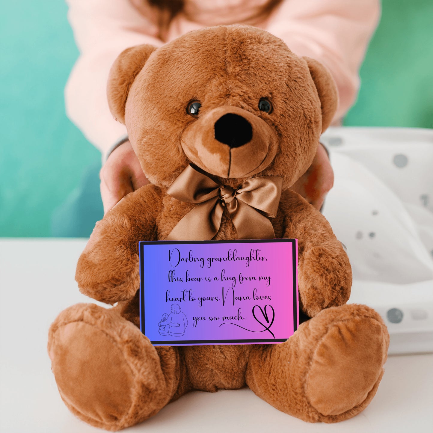 Darling granddaughter, a hug from my heart to yours. Premium Plush Bear from nana to her granddaughter - shipping included