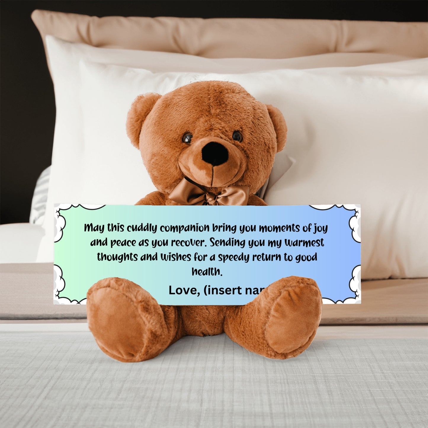 Customizable Get Well Soon with this Cuddly Companion Premium Plush Bear, bringing joy and peace message- shipping included