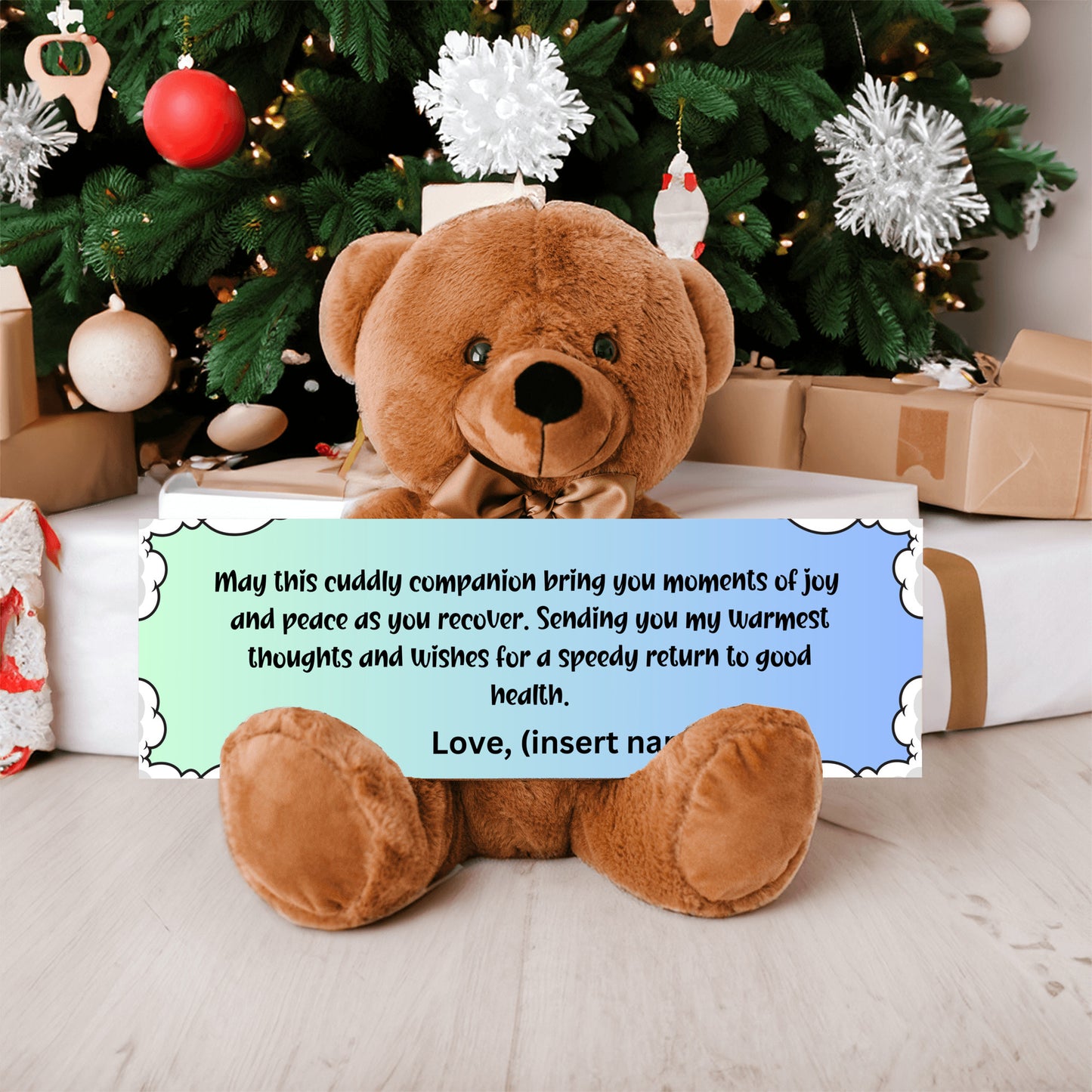 Customizable Get Well Soon with this Cuddly Companion Premium Plush Bear, bringing joy and peace message- shipping included