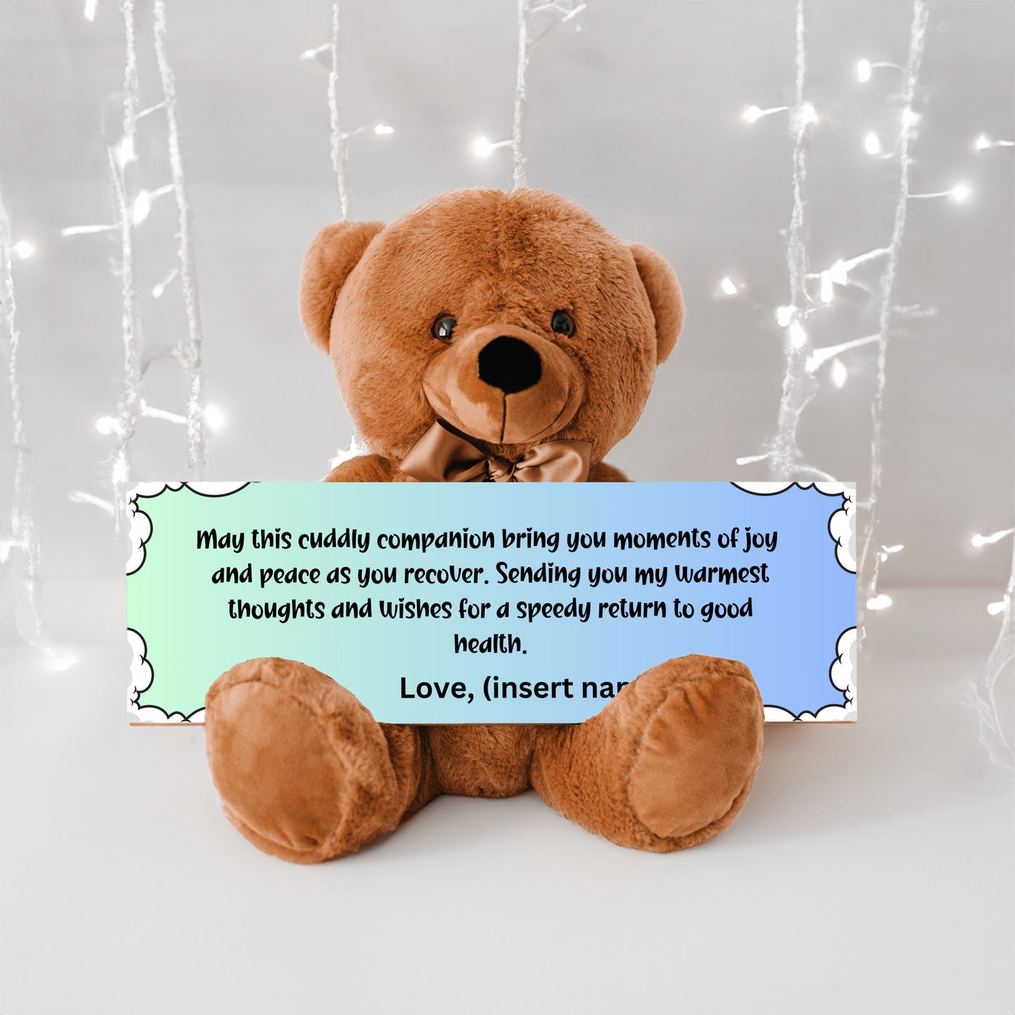 Customizable Get Well Soon with this Cuddly Companion Premium Plush Bear, bringing joy and peace message- shipping included