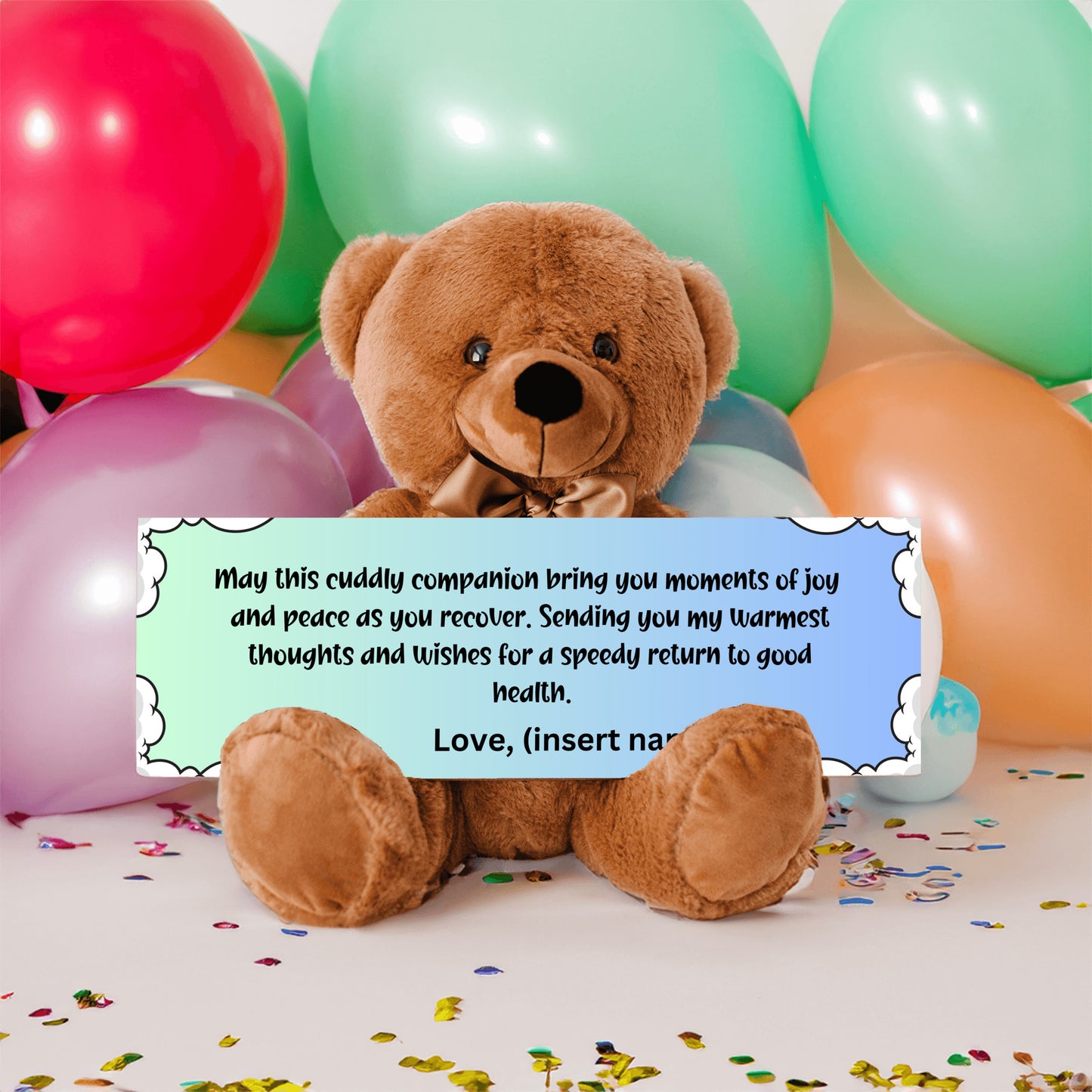 Customizable Get Well Soon with this Cuddly Companion Premium Plush Bear, bringing joy and peace message- shipping included