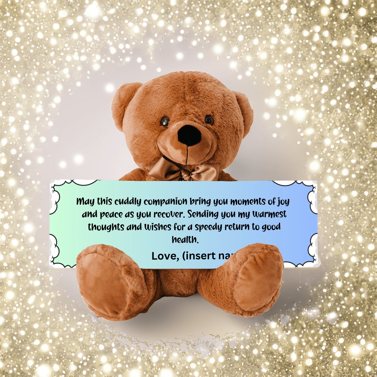 Customizable Get Well Soon with this Cuddly Companion Premium Plush Bear, bringing joy and peace message- shipping included