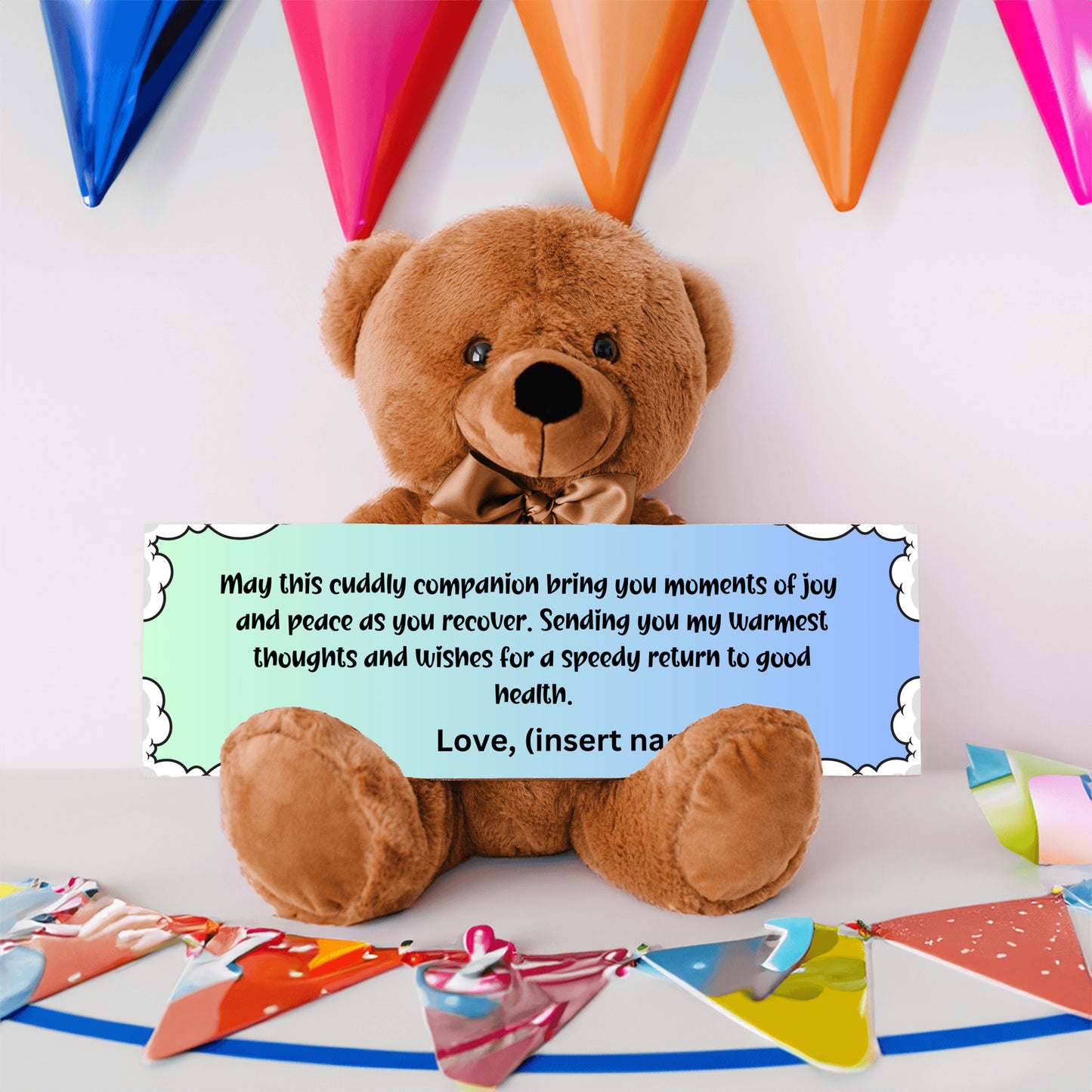 Customizable Get Well Soon with this Cuddly Companion Premium Plush Bear, bringing joy and peace message- shipping included