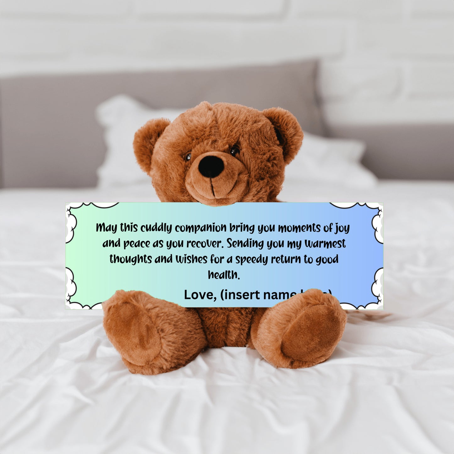 Customizable Get Well Soon with this Cuddly Companion Premium Plush Bear, bringing joy and peace message- shipping included