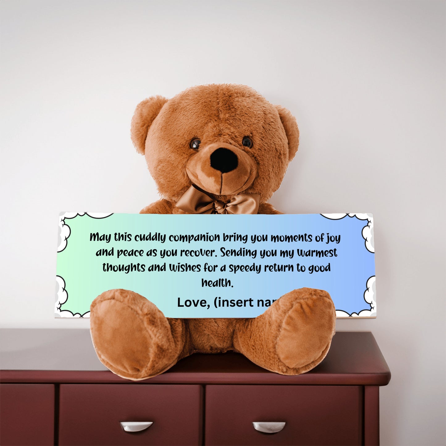 Customizable Get Well Soon with this Cuddly Companion Premium Plush Bear, bringing joy and peace message- shipping included