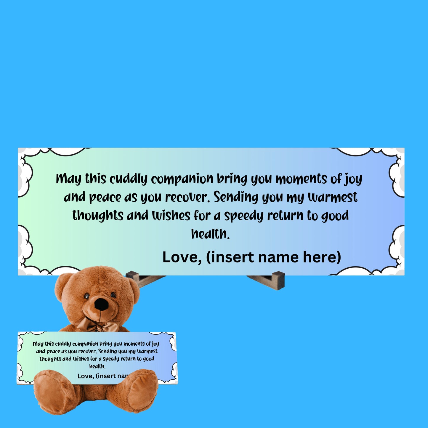 Customizable Get Well Soon with this Cuddly Companion Premium Plush Bear, bringing joy and peace message- shipping included