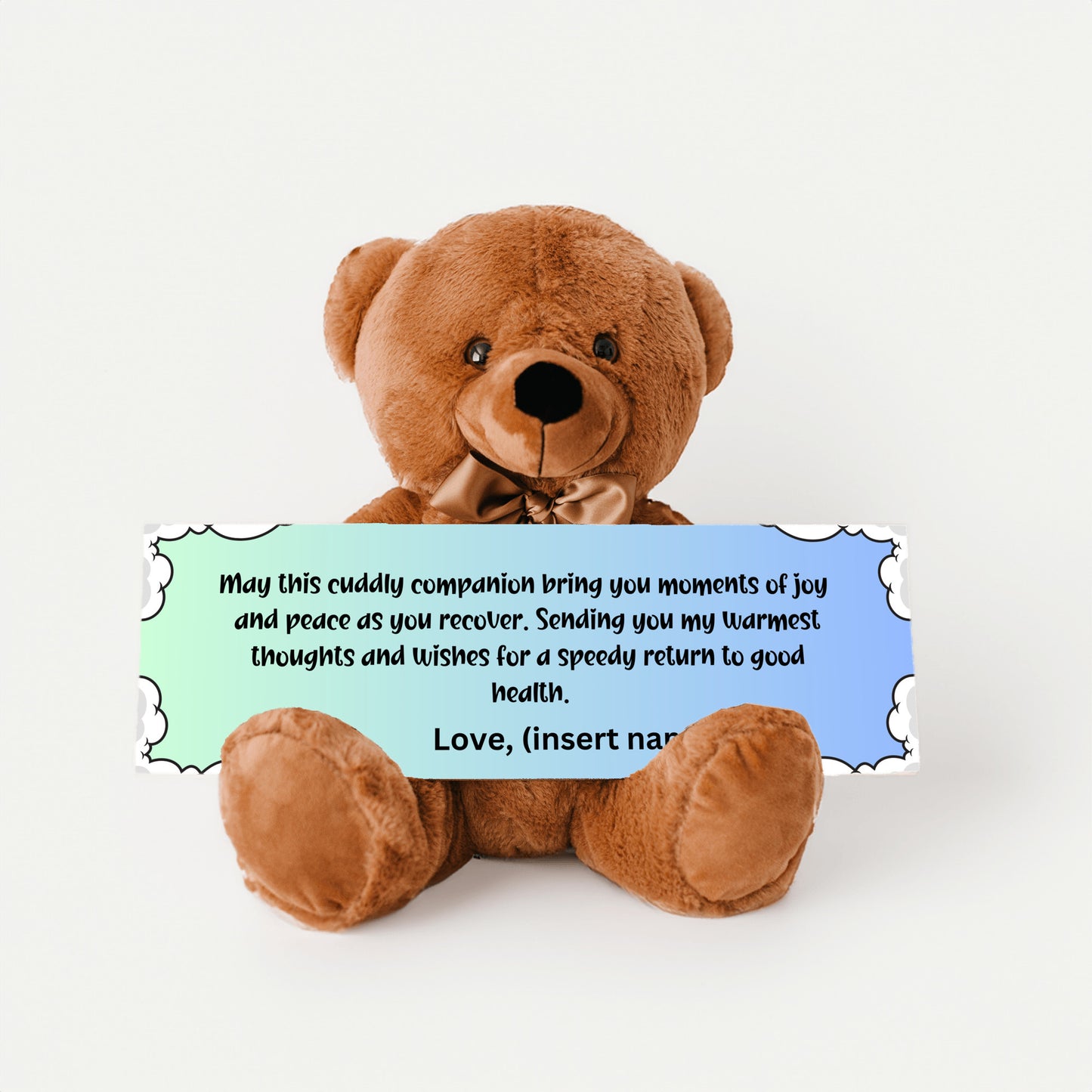 Customizable Get Well Soon with this Cuddly Companion Premium Plush Bear, bringing joy and peace message- shipping included