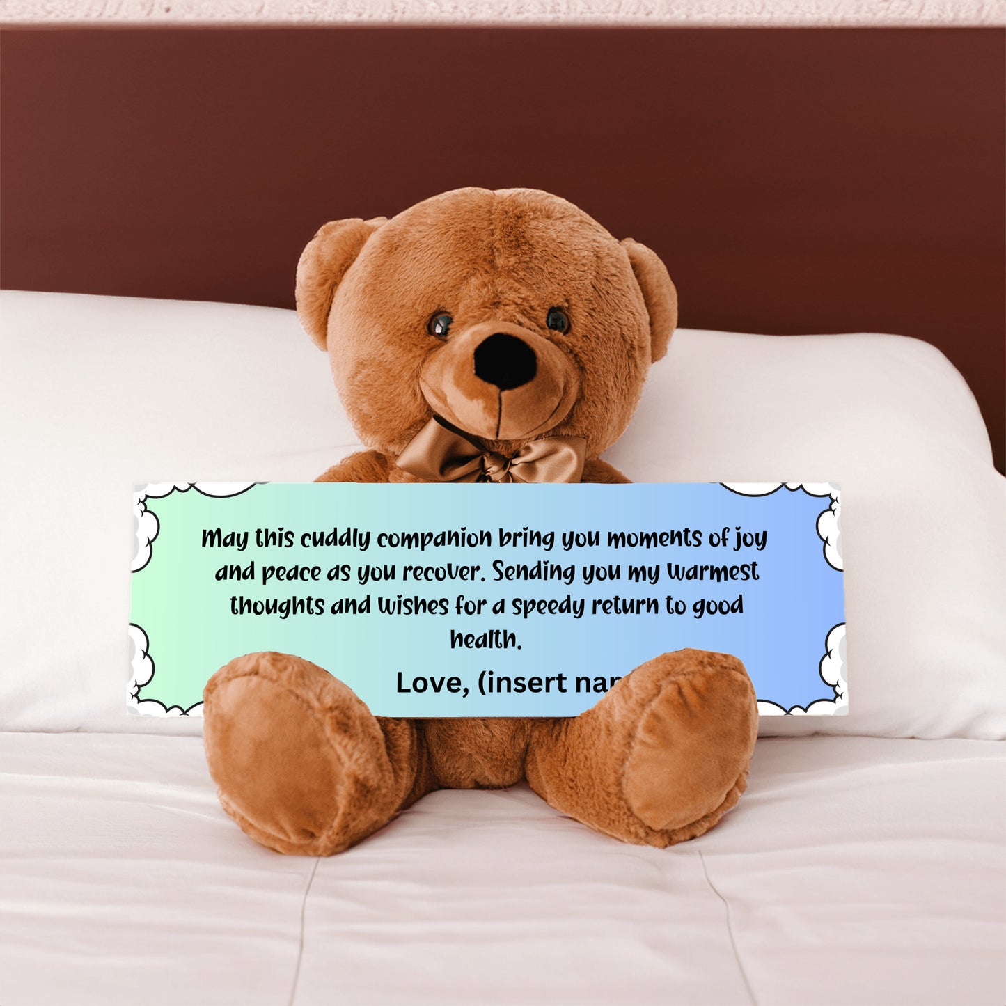 Customizable Get Well Soon with this Cuddly Companion Premium Plush Bear, bringing joy and peace message- shipping included