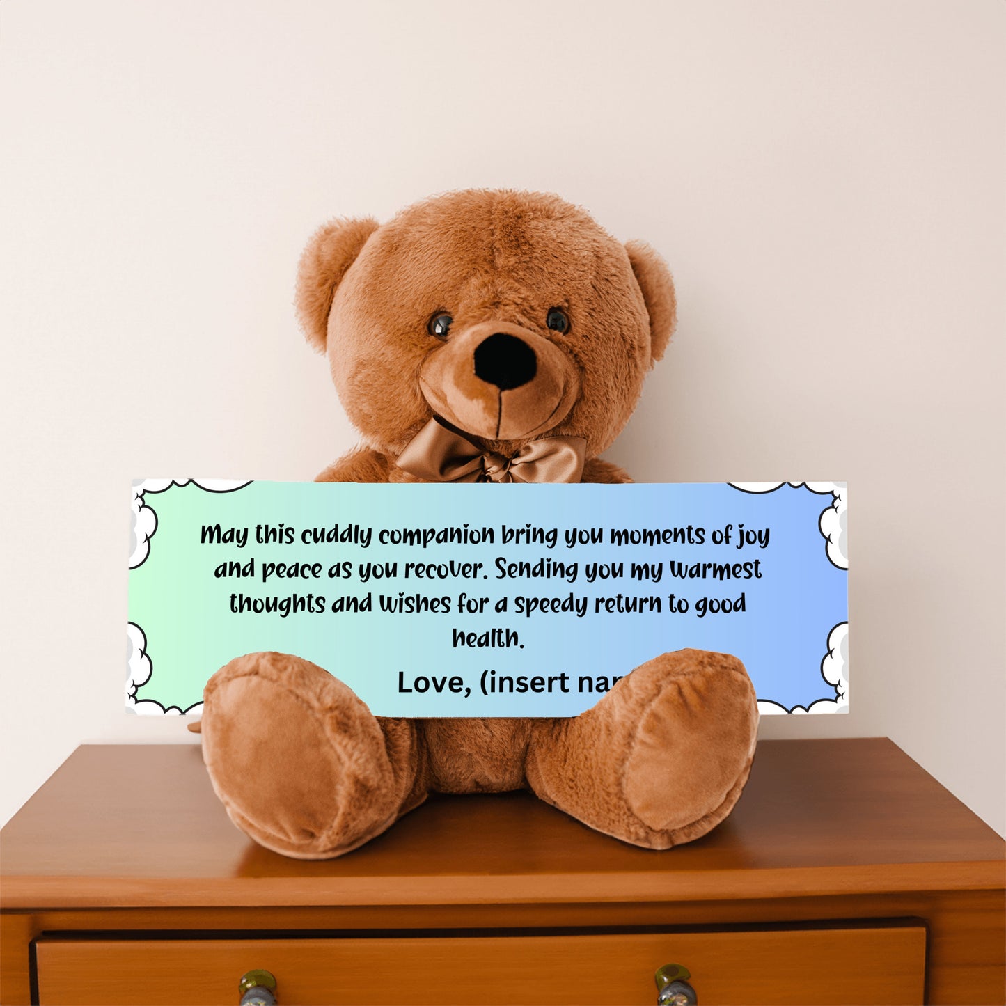 Customizable Get Well Soon with this Cuddly Companion Premium Plush Bear, bringing joy and peace message- shipping included