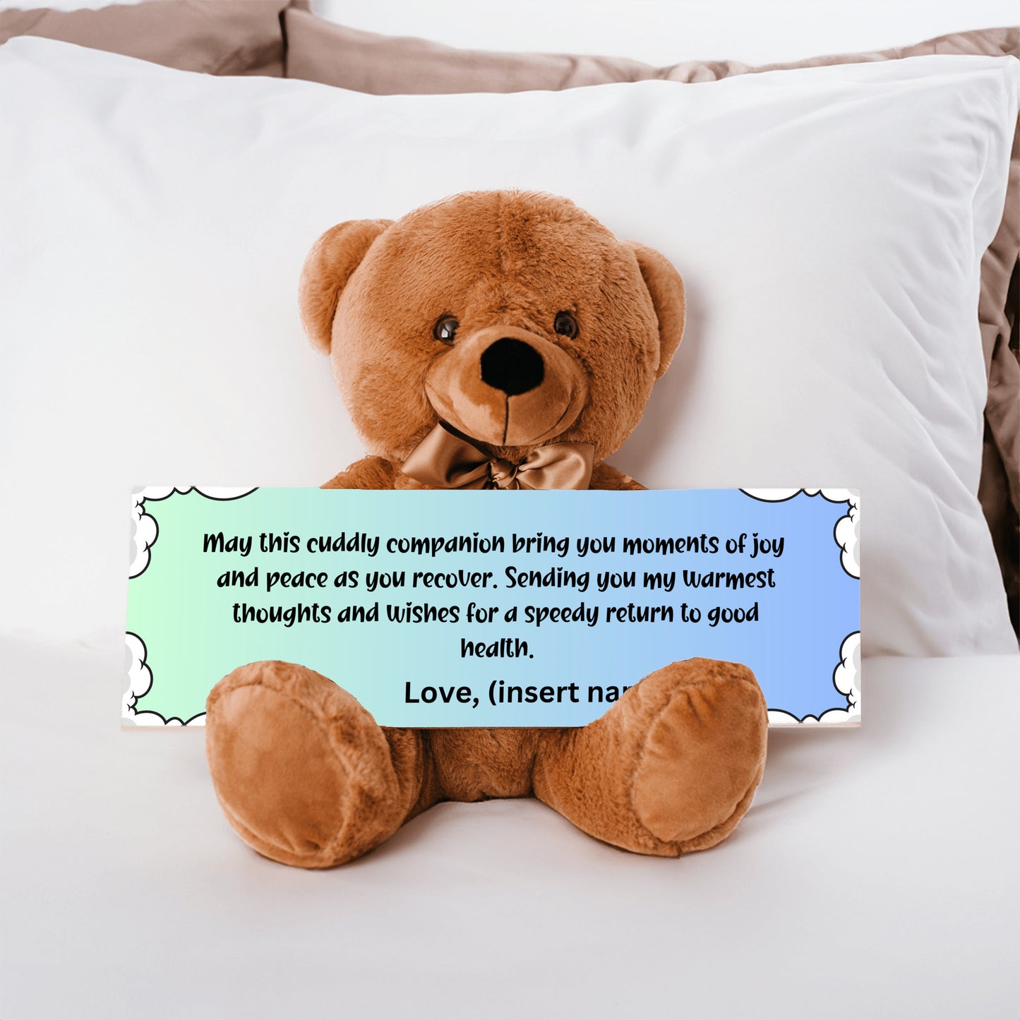 Customizable Get Well Soon with this Cuddly Companion Premium Plush Bear, bringing joy and peace message- shipping included