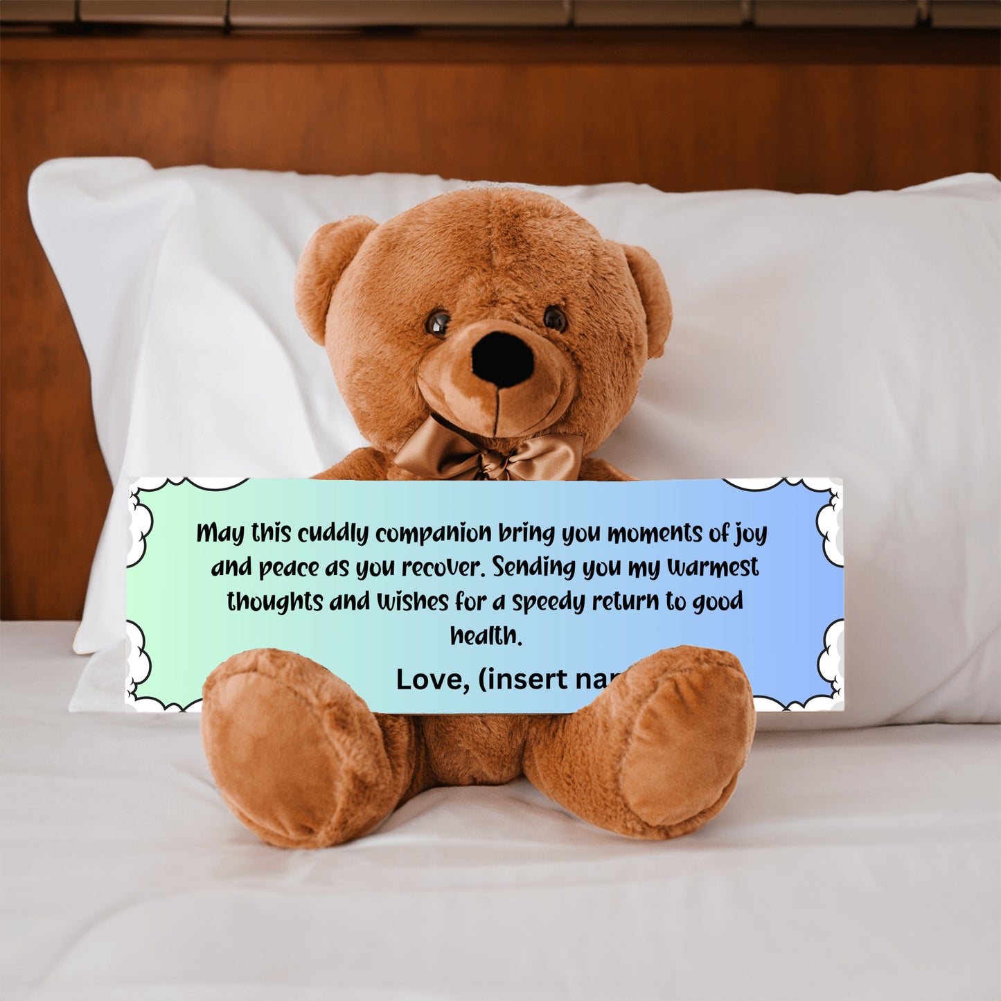 Customizable Get Well Soon with this Cuddly Companion Premium Plush Bear, bringing joy and peace message- shipping included