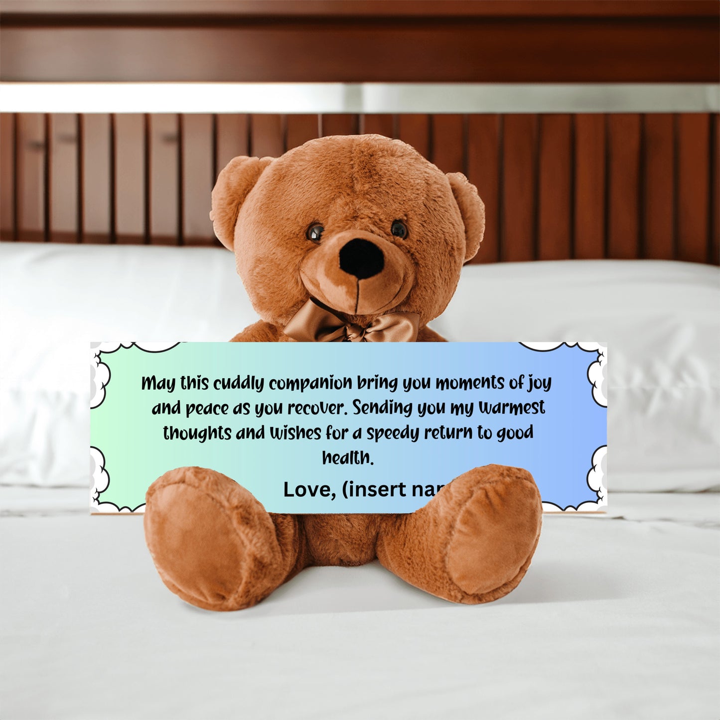 Customizable Get Well Soon with this Cuddly Companion Premium Plush Bear, bringing joy and peace message- shipping included