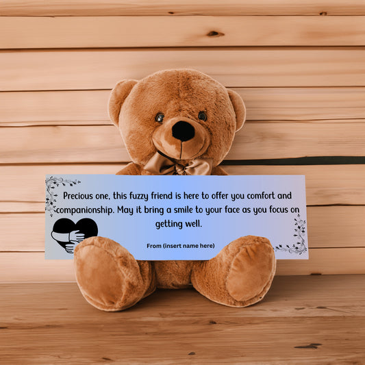 Customizable Get Well Soon with this Cuddly Companion Premium Plush Bear, bringing comfort and companionship- shipping included