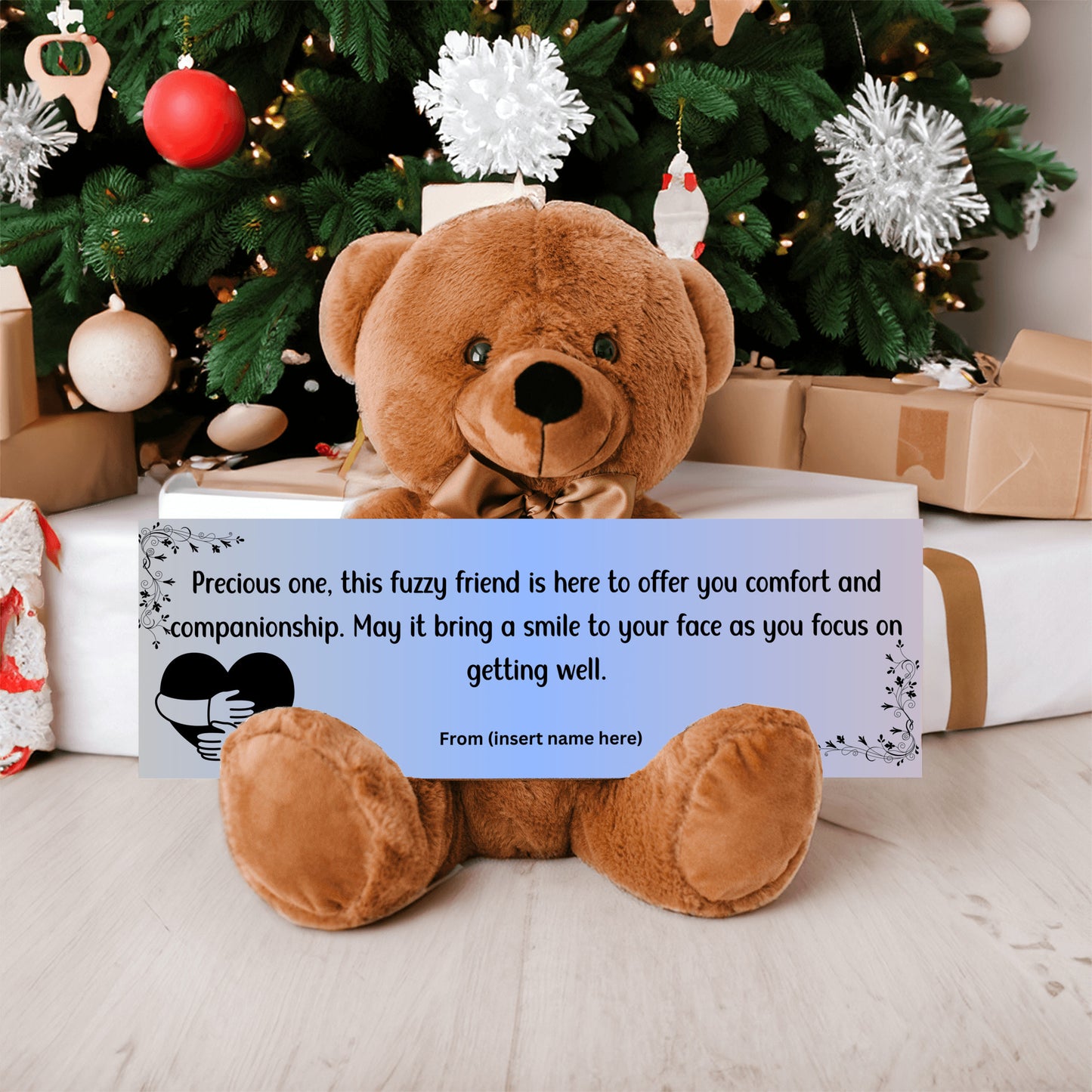 Customizable Get Well Soon with this Cuddly Companion Premium Plush Bear, bringing comfort and companionship- shipping included