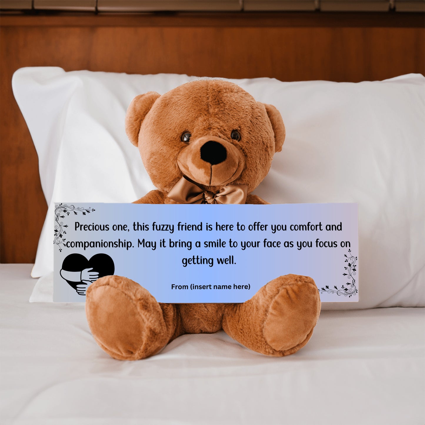 Customizable Get Well Soon with this Cuddly Companion Premium Plush Bear, bringing comfort and companionship- shipping included