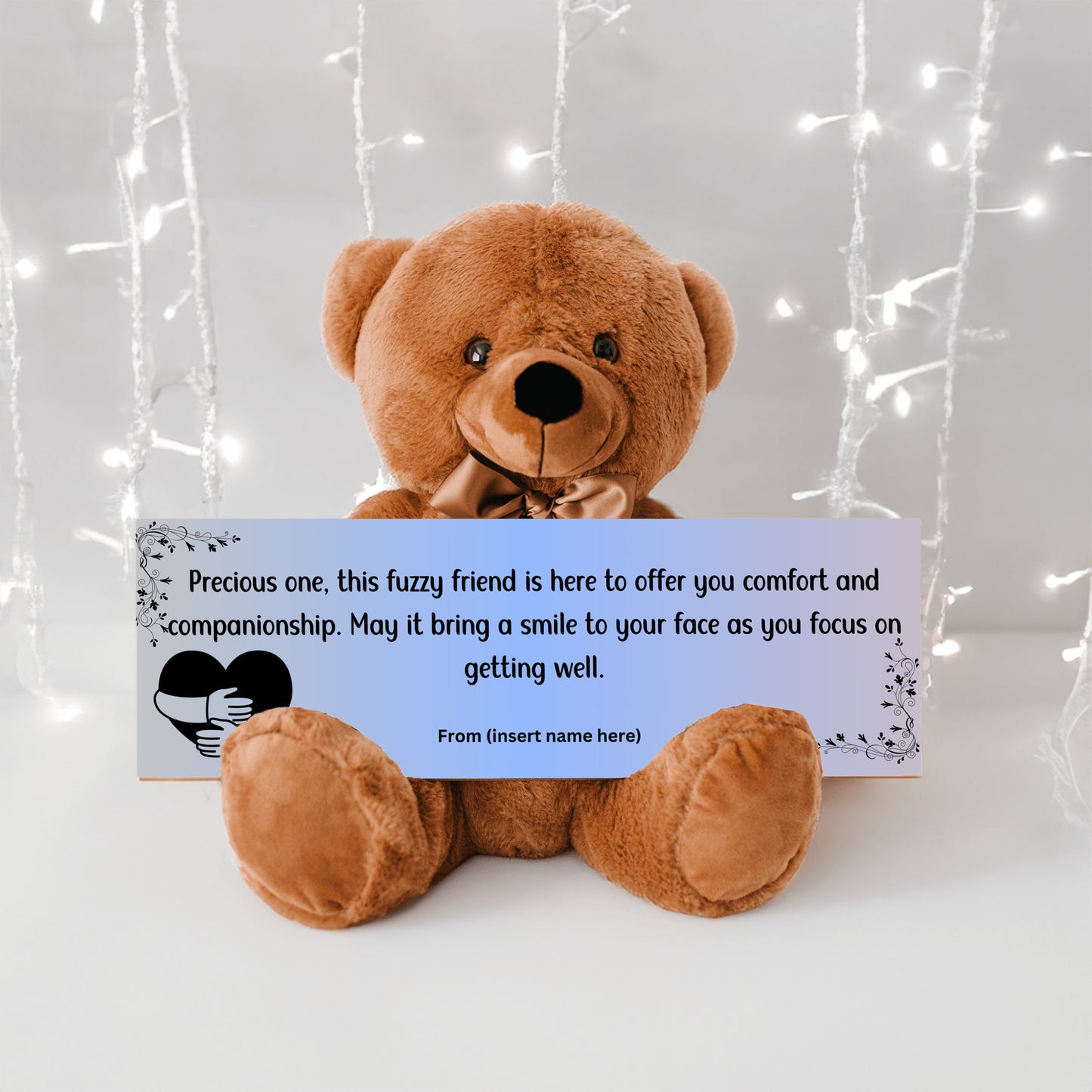 Customizable Get Well Soon with this Cuddly Companion Premium Plush Bear, bringing comfort and companionship- shipping included