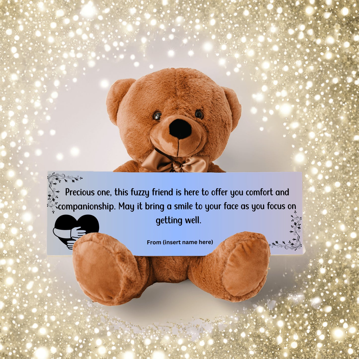 Customizable Get Well Soon with this Cuddly Companion Premium Plush Bear, bringing comfort and companionship- shipping included