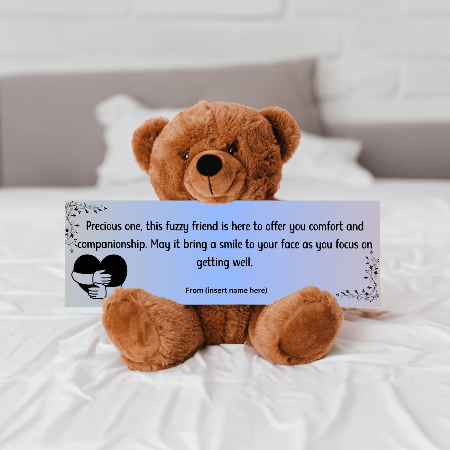 Customizable Get Well Soon with this Cuddly Companion Premium Plush Bear, bringing comfort and companionship- shipping included