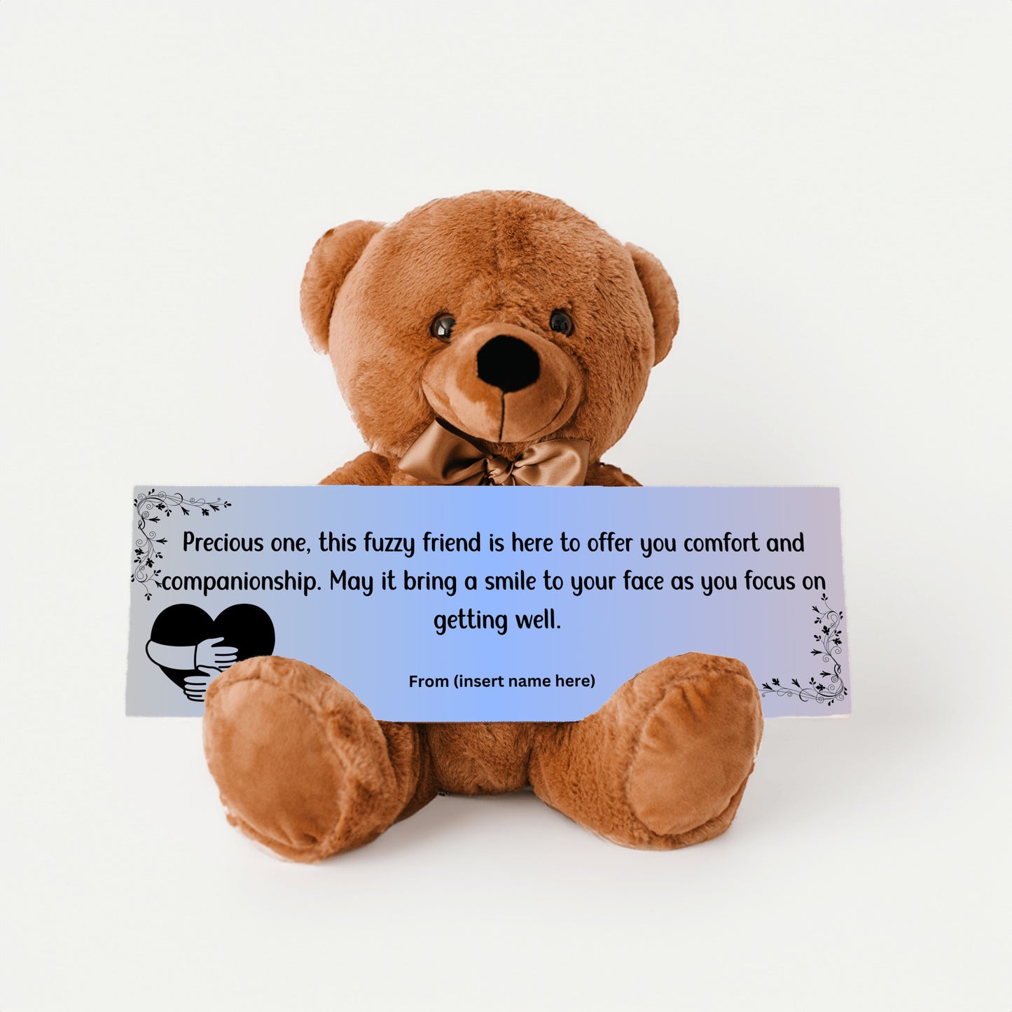 Customizable Get Well Soon with this Cuddly Companion Premium Plush Bear, bringing comfort and companionship- shipping included