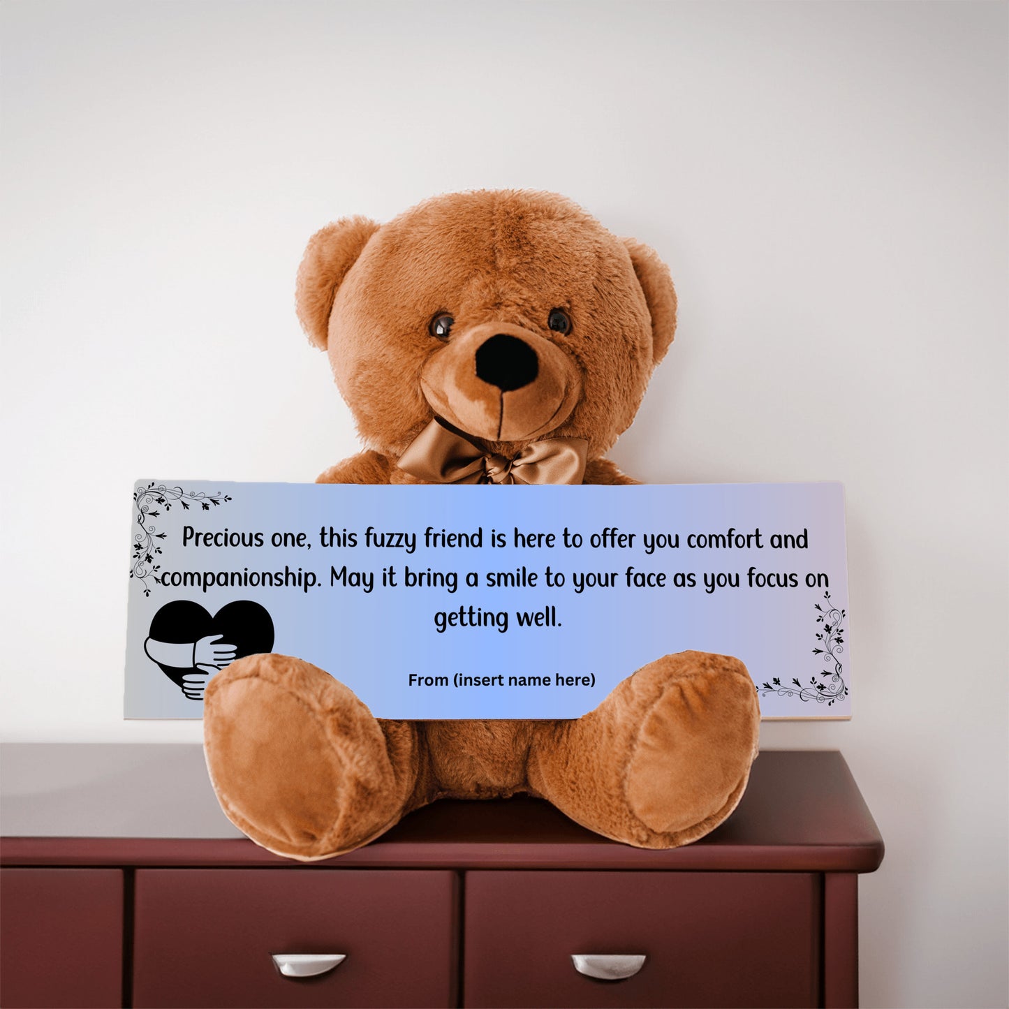 Customizable Get Well Soon with this Cuddly Companion Premium Plush Bear, bringing comfort and companionship- shipping included