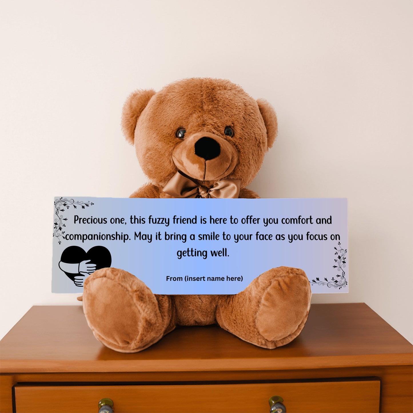 Customizable Get Well Soon with this Cuddly Companion Premium Plush Bear, bringing comfort and companionship- shipping included