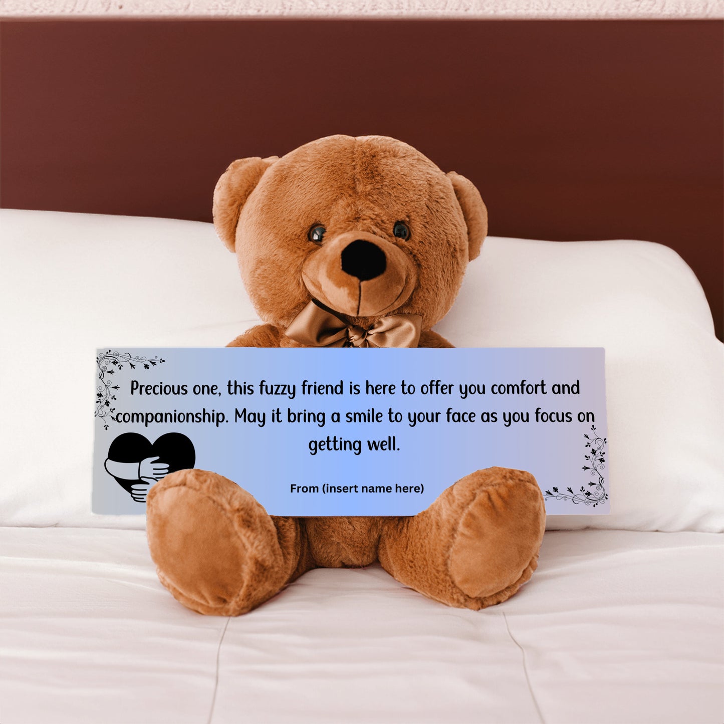 Customizable Get Well Soon with this Cuddly Companion Premium Plush Bear, bringing comfort and companionship- shipping included